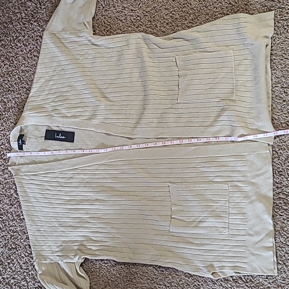 Lulus No Matter the Season Beige Ribbed Knit Cardigan Sweater Size LARGE - Picture 7 of 8
